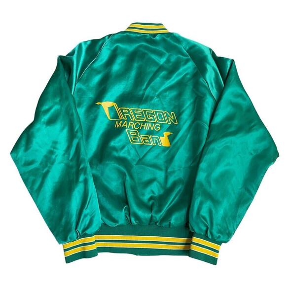 Rare Vintage Satin Varsity Oregon Marching Band Full Snap Jacket Made USA Sz M - Picture 2 of 14